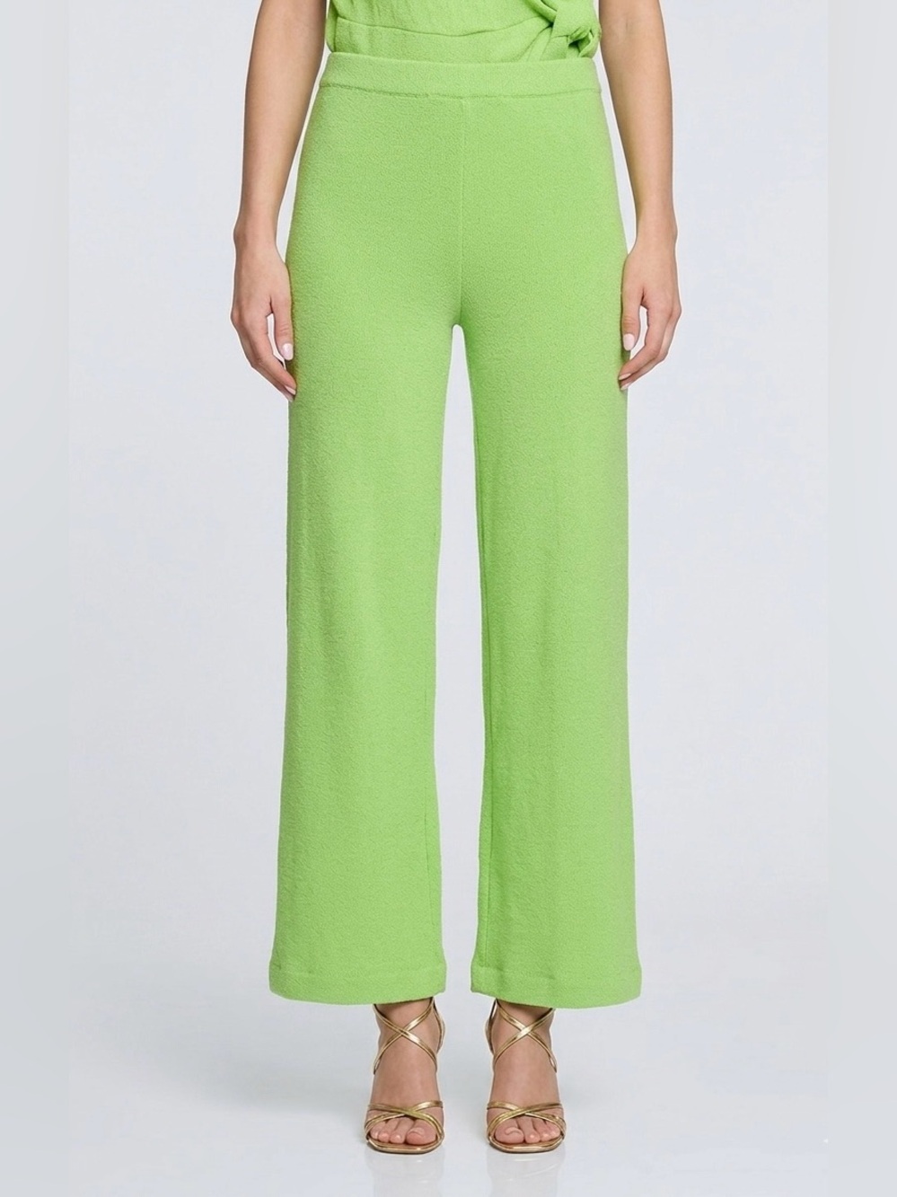 St. John Collection Santana Knit Wide Leg Pants Apple Green Size 2